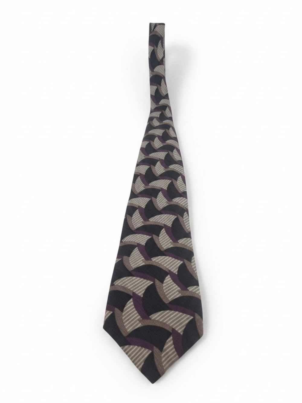 Vintage Zeidler & Zeidler Men's 100% Silk Gray/Purple/Tan/Black Woven Geometric